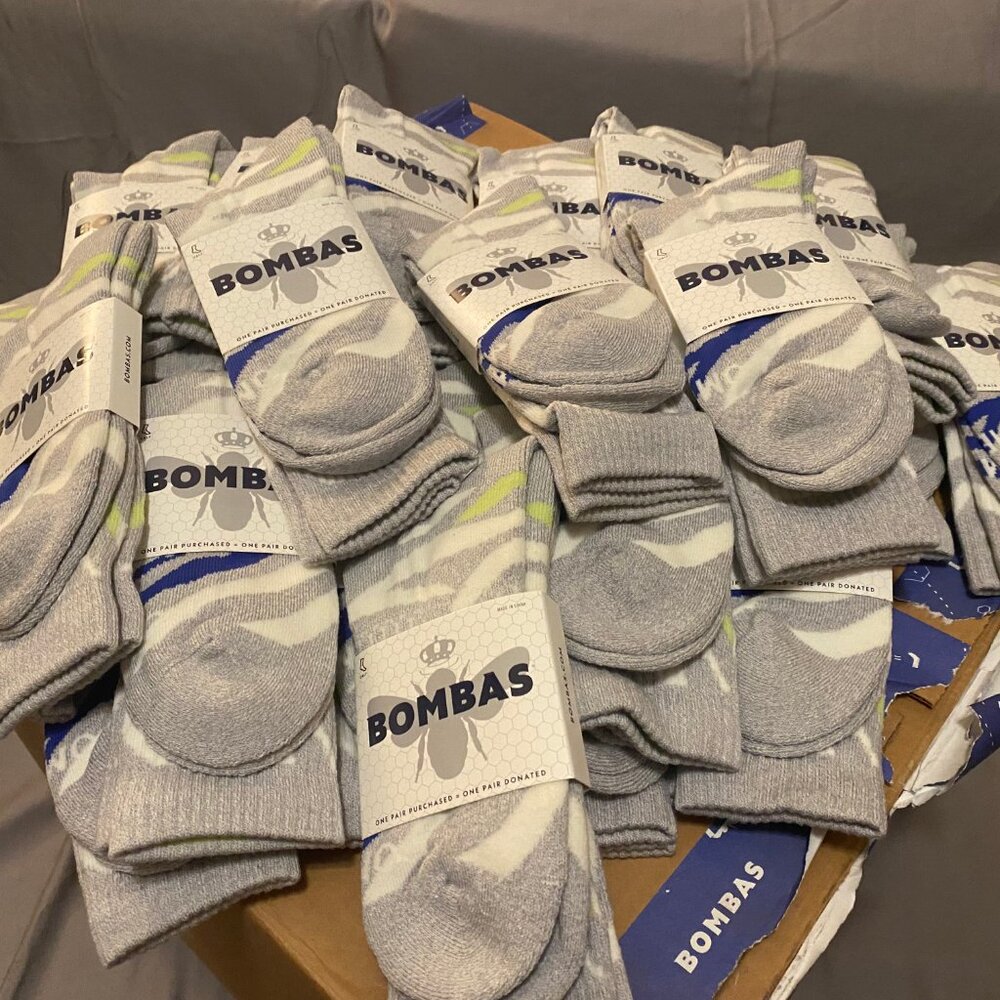 [25 pack] Bombas Dovegrey Marl Zebra Medium Calf Socks